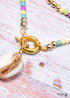 Boho Necklace, Long Blue Hippie Shell